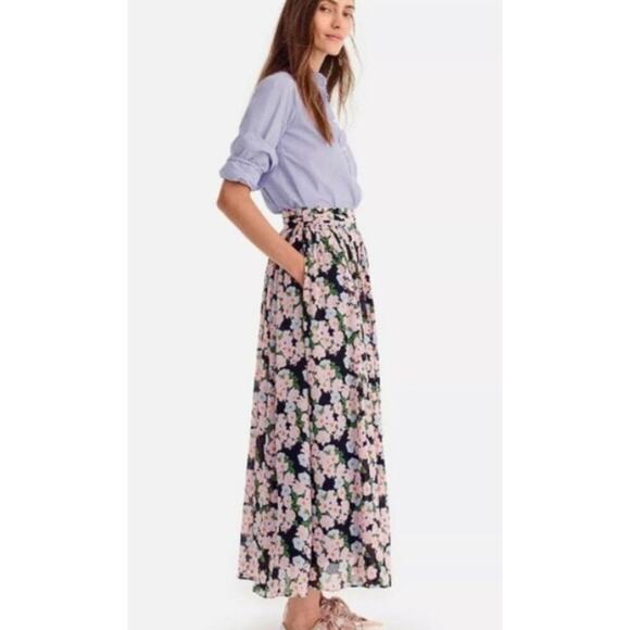 J.Crew French Floral Maxi Skirt Size 14 - Picture 4 of 10